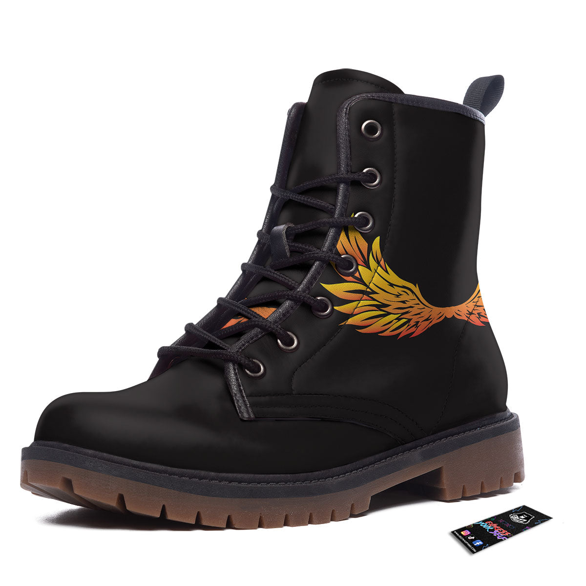 Angel Phoenix Print Work Boots-grizzshop