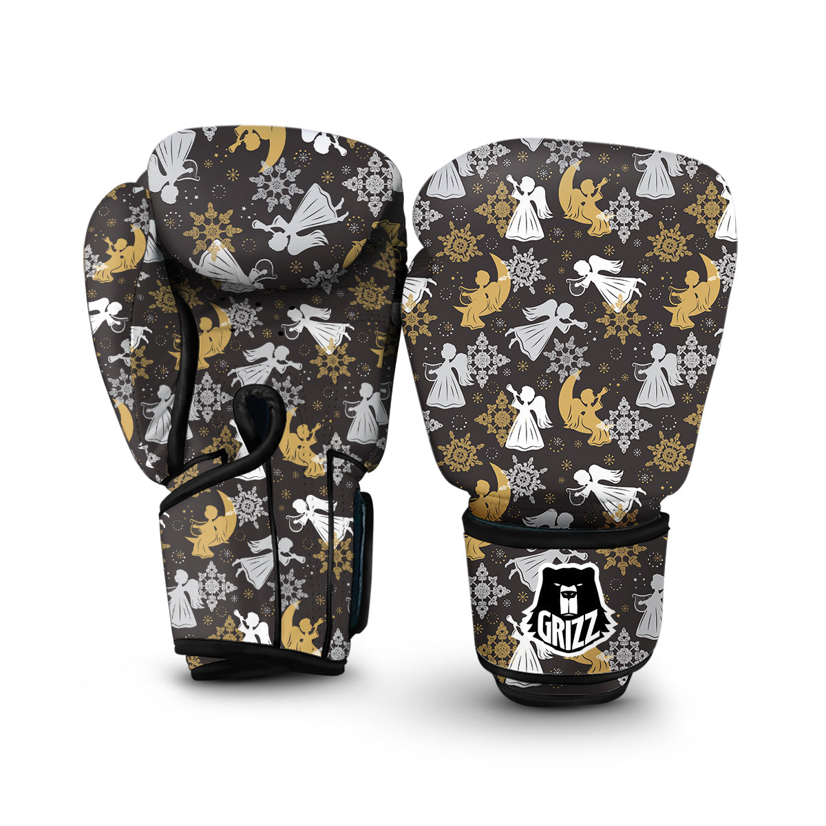 Angel Snowflake Print Pattern Boxing Gloves-grizzshop