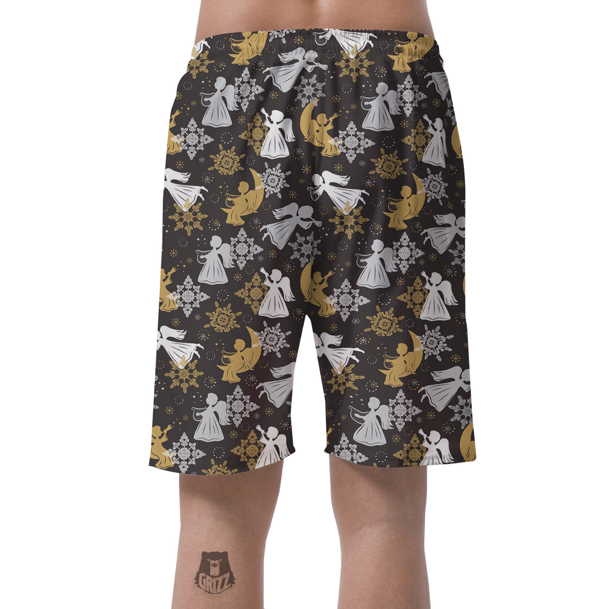 Angel Snowflake Print Pattern Men's Shorts-grizzshop