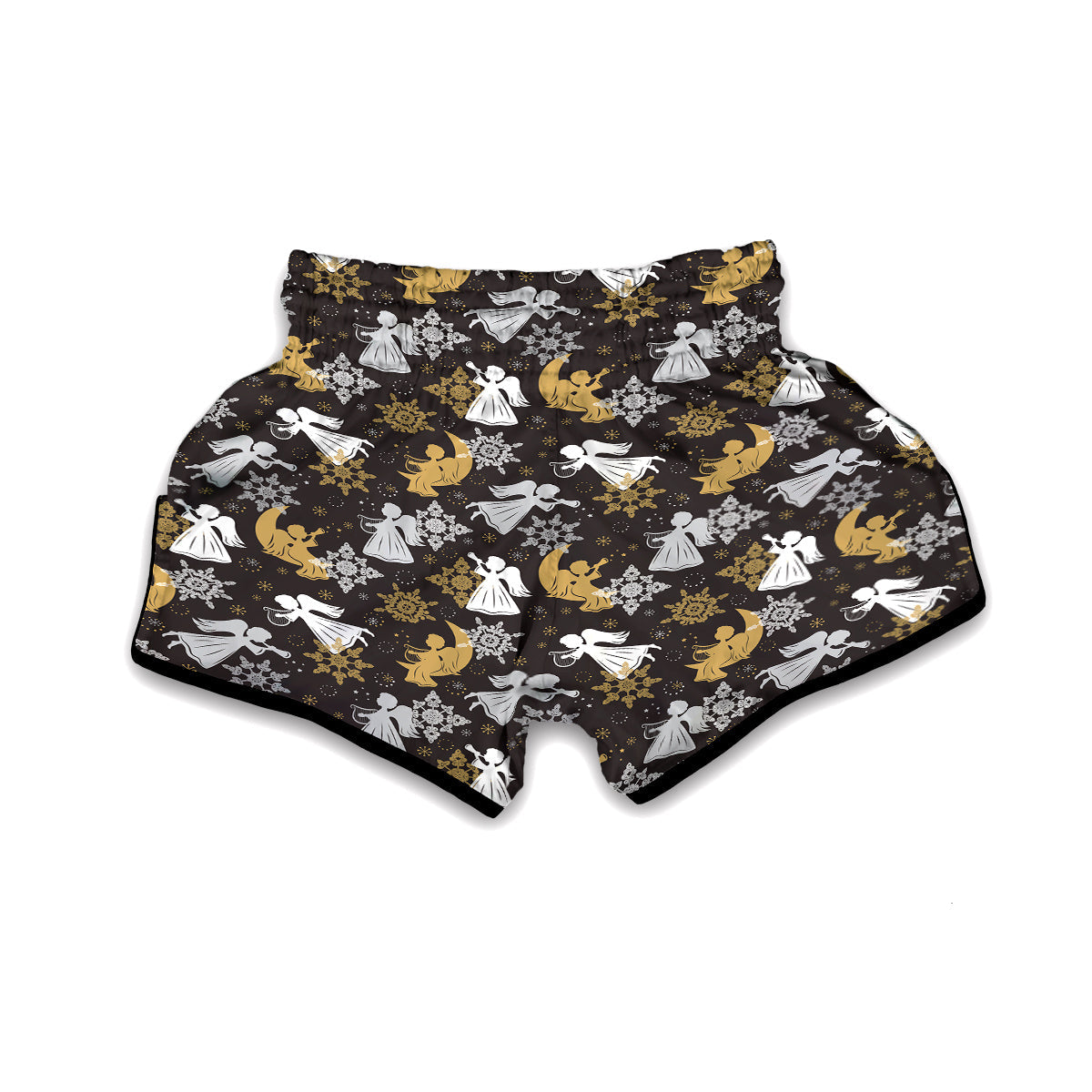 Angel Snowflake Print Pattern Muay Thai Boxing Shorts-grizzshop