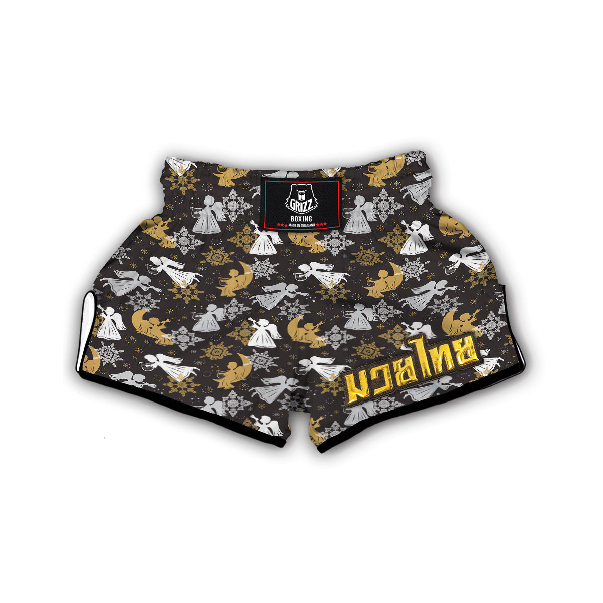 Angel Snowflake Print Pattern Muay Thai Boxing Shorts-grizzshop