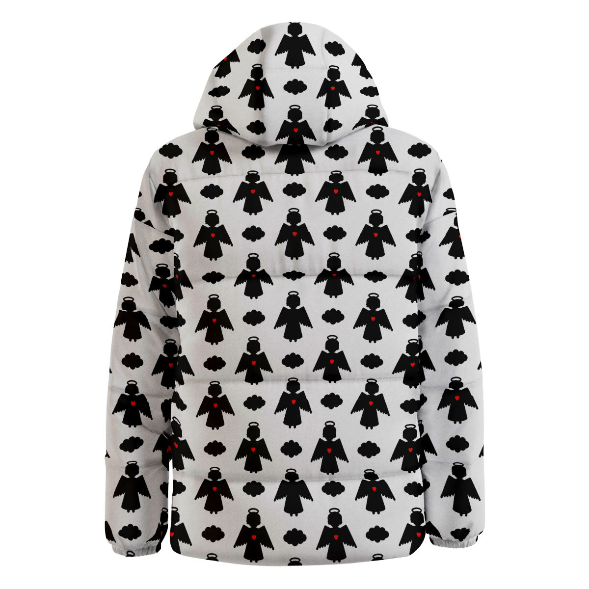 Angel White And Black Print Pattern Down Jacket-grizzshop