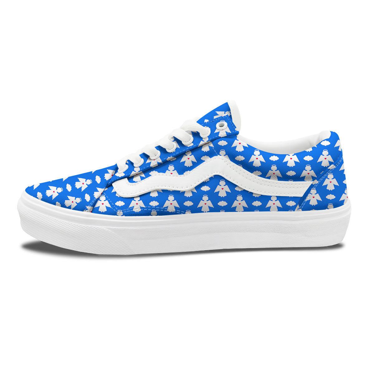 Angel White And Blue Print Pattern Skate Shoes-grizzshop