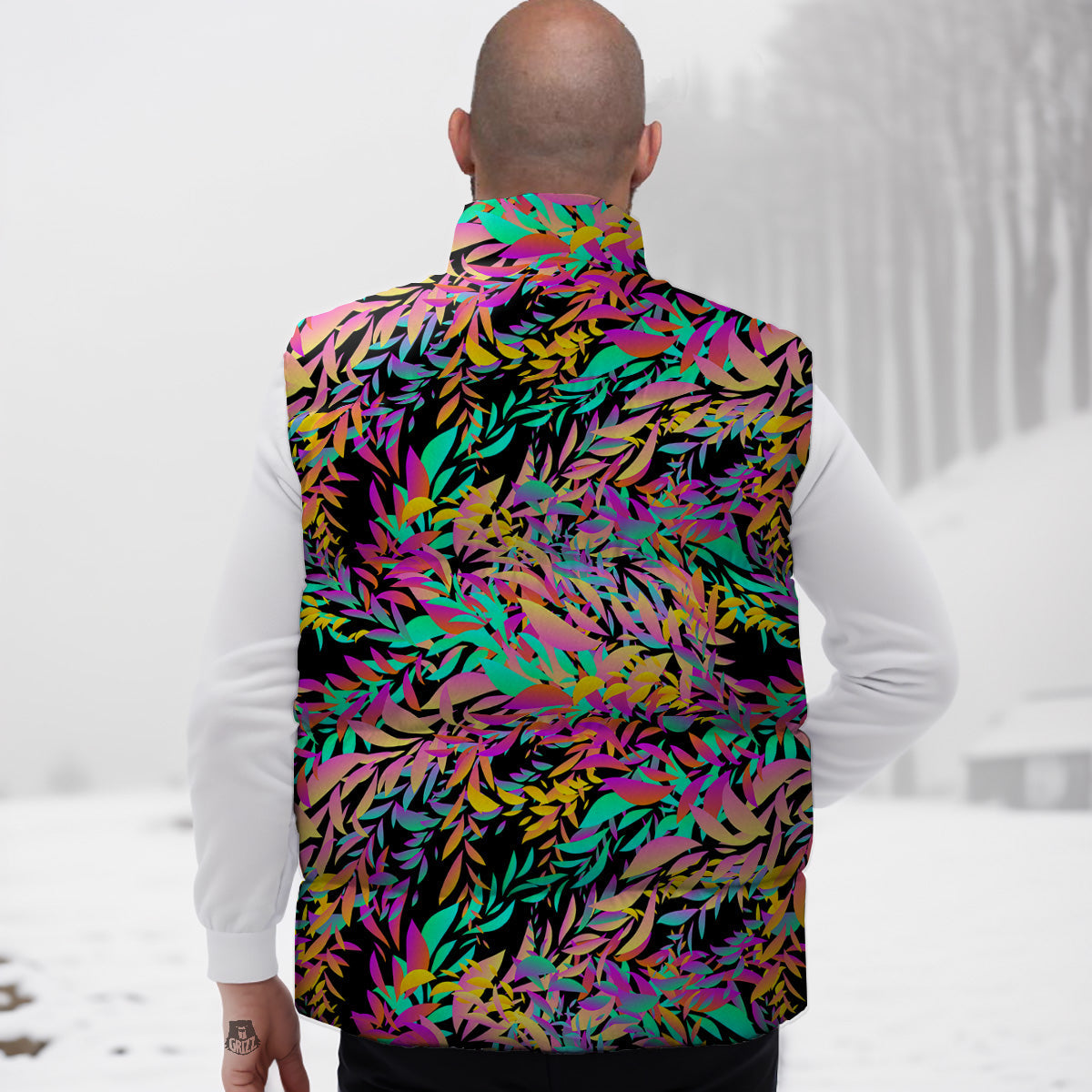 Angel Wing Pattern Print Down Vest-grizzshop