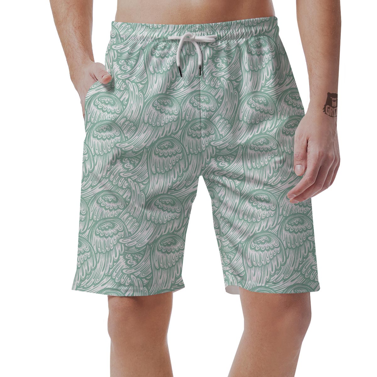 Angel Wing Pattern Print Men's Shorts-grizzshop