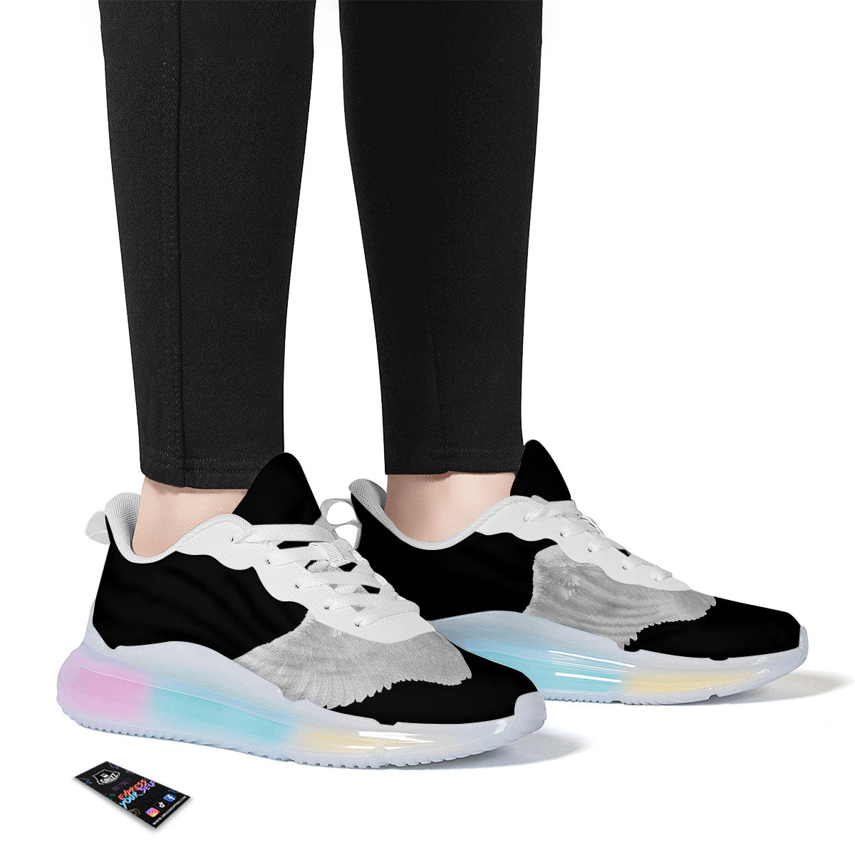 Angel Wings White Print Running Sneakers-grizzshop
