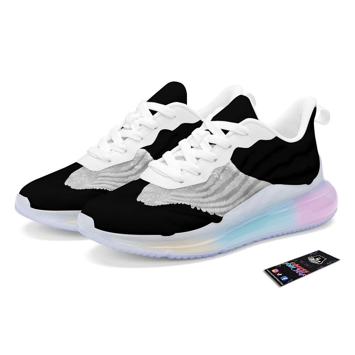 Angel Wings White Print Running Sneakers-grizzshop