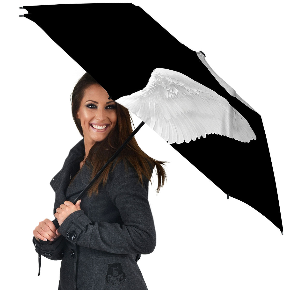 Angel Wings White Print Umbrella-grizzshop