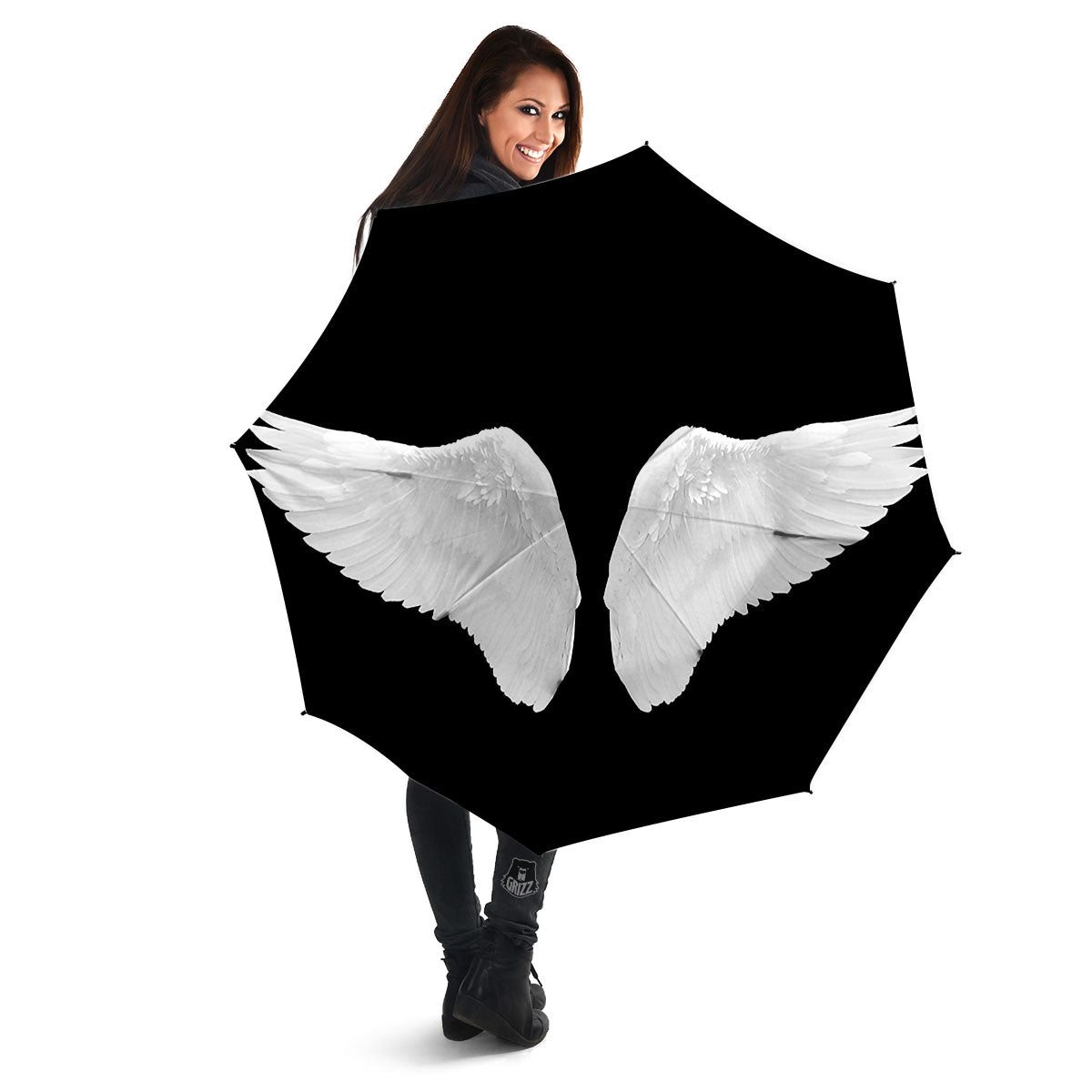 Angel Wings White Print Umbrella-grizzshop