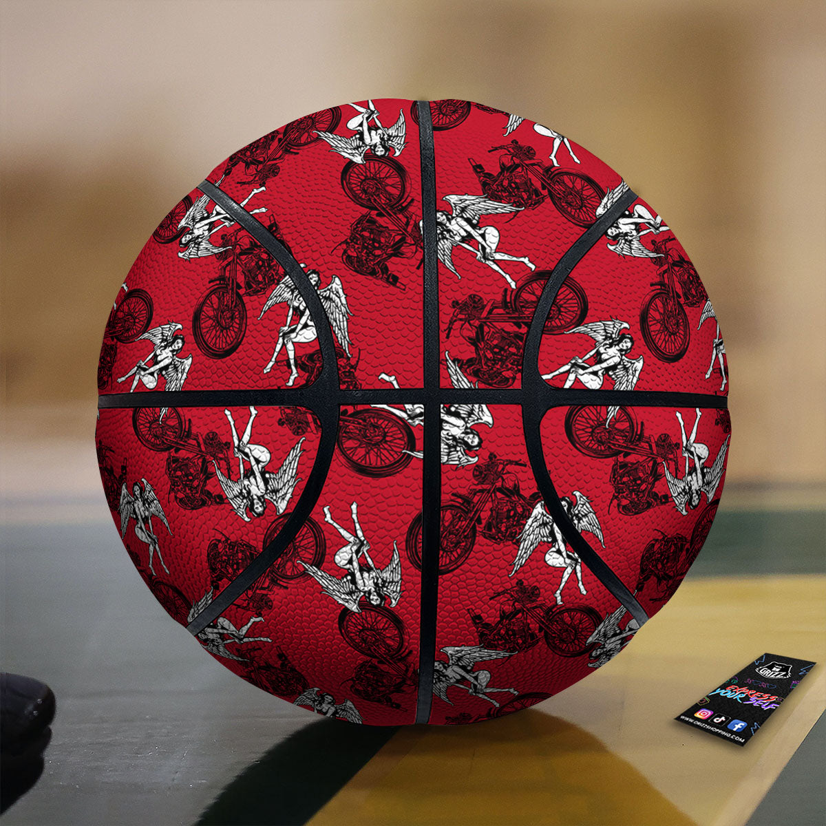 Angel And Motorcycle Print Pattern Basketball