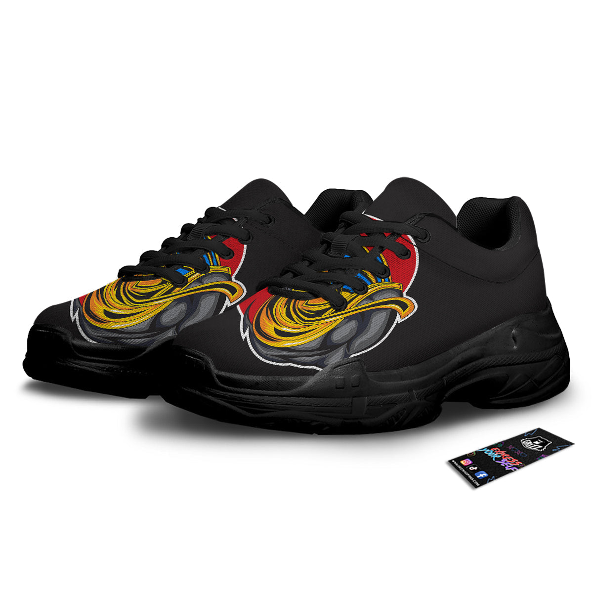 Angry Anubis Print Black Chunky Shoes-grizzshop