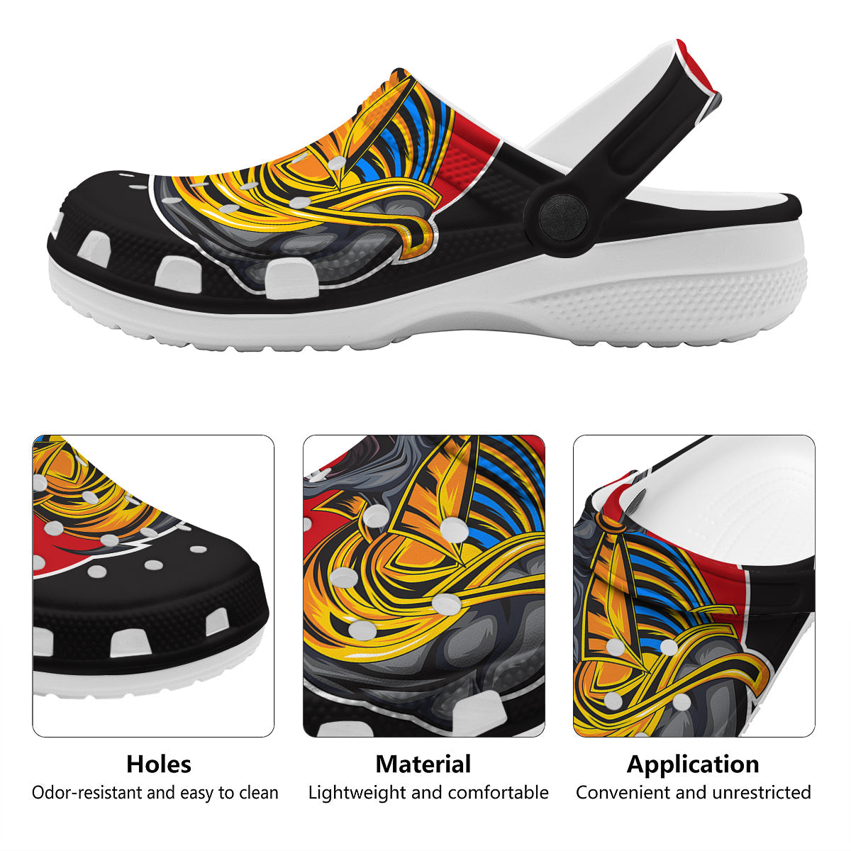 Angry Anubis Print Clog-grizzshop