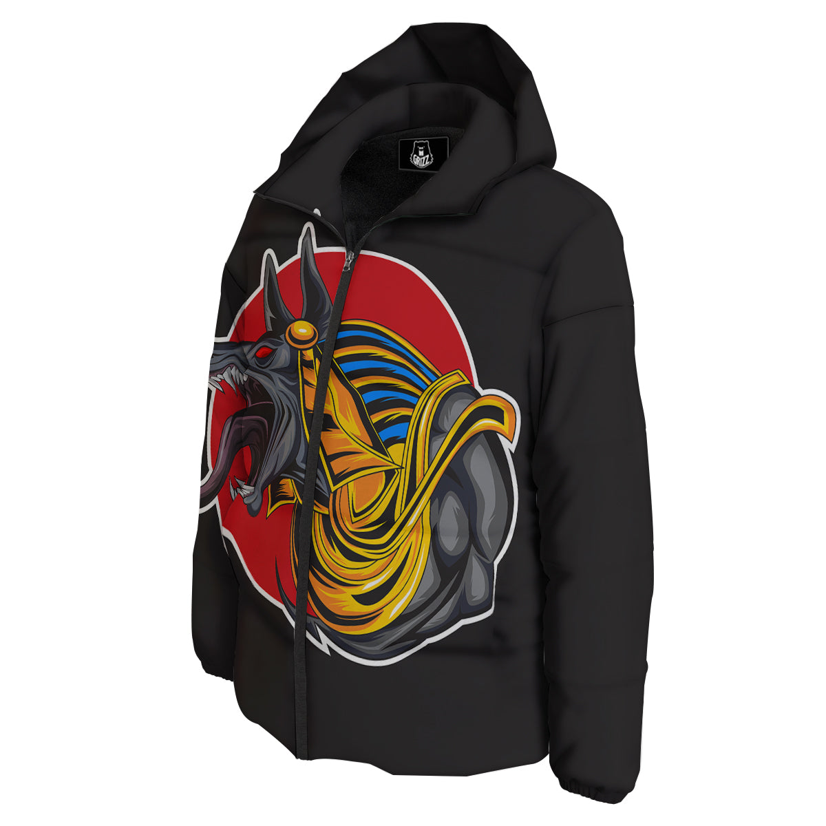 Angry Anubis Print Down Jacket-grizzshop