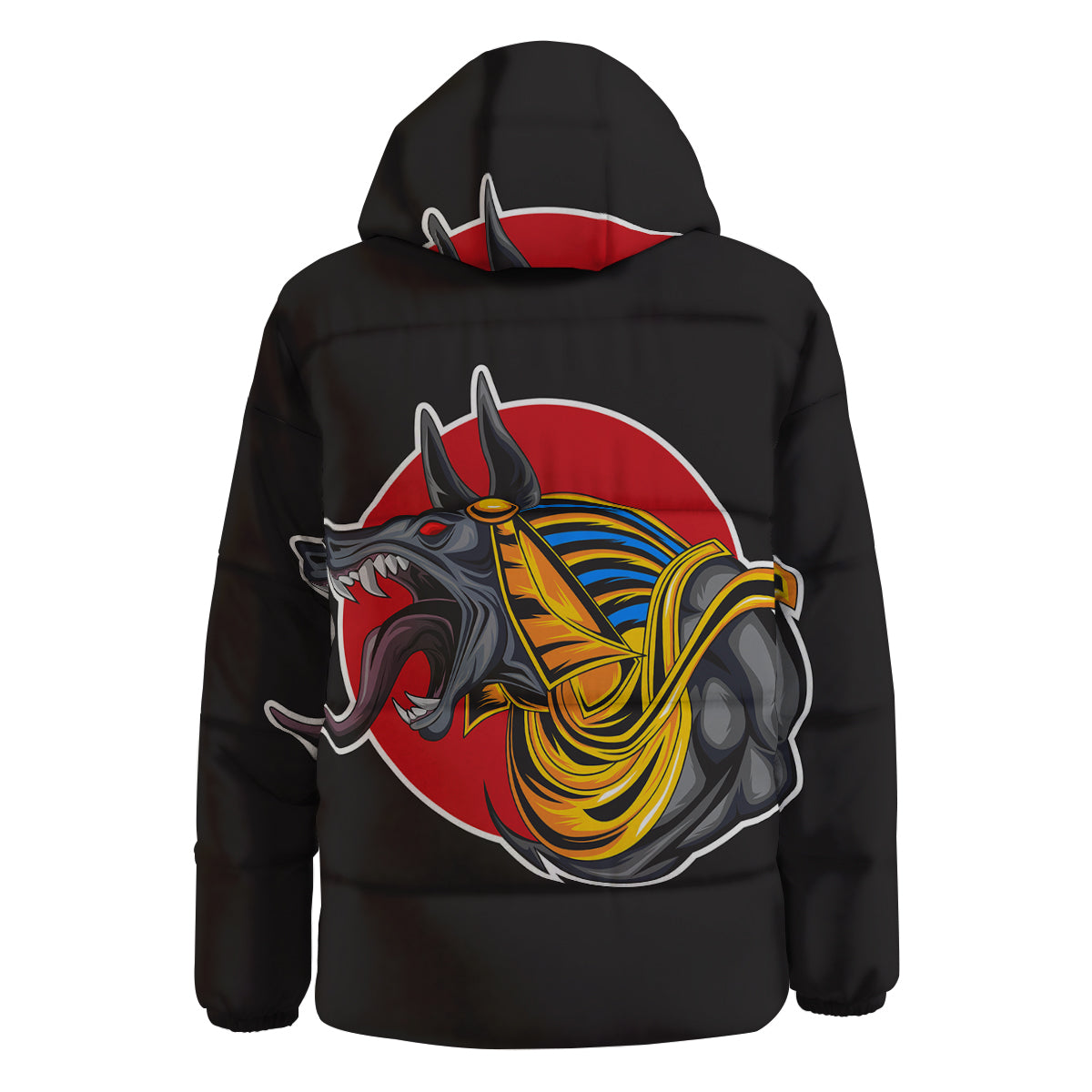 Angry Anubis Print Down Jacket-grizzshop