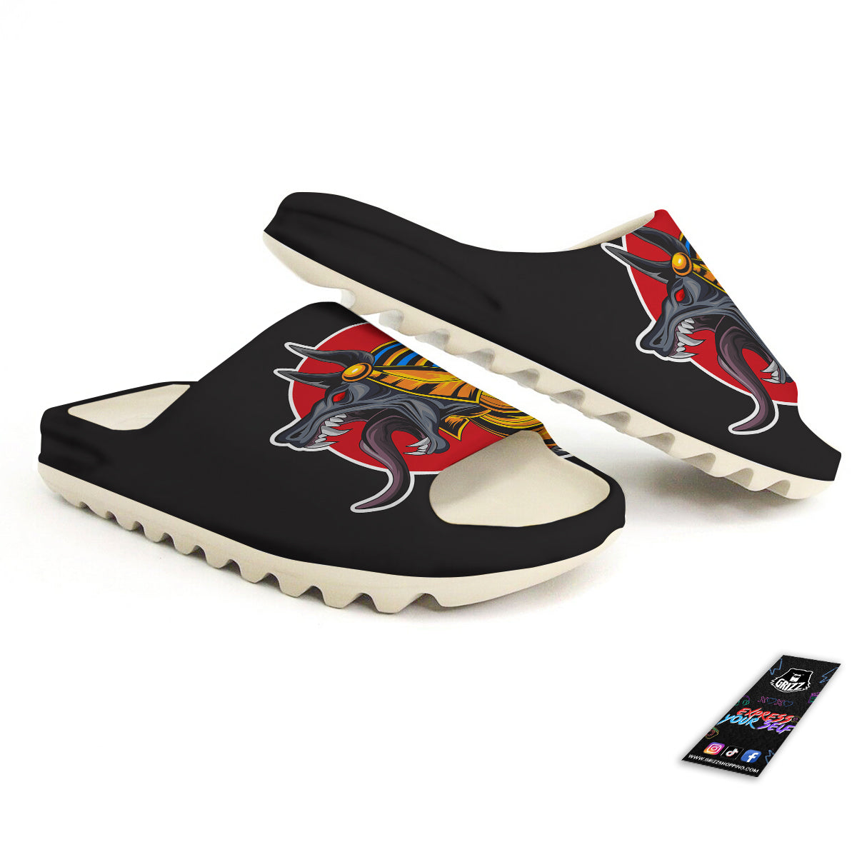 Angry Anubis Print Sandals-grizzshop