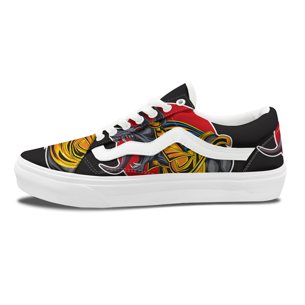 Angry Anubis Print Skate Shoes-grizzshop