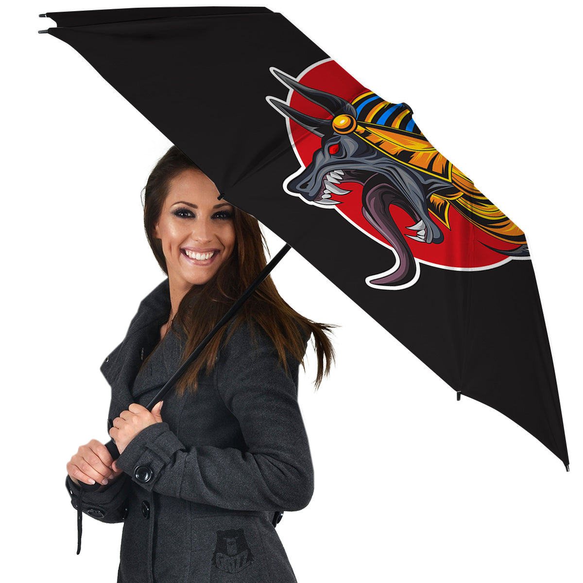 Angry Anubis Print Umbrella-grizzshop