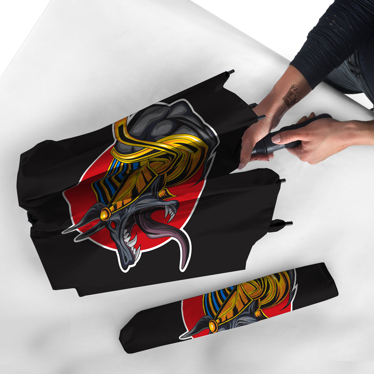 Angry Anubis Print Umbrella-grizzshop