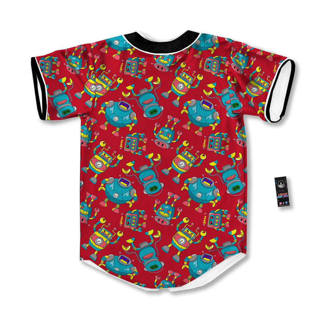 Angry Robot Print Pattern Baseball Jersey-grizzshop