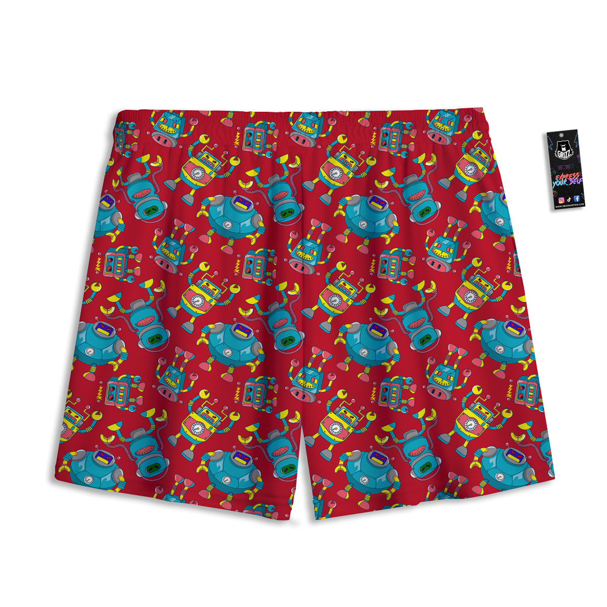 Angry Robot Print Pattern Mesh Shorts-grizzshop