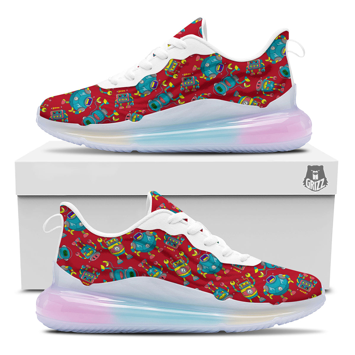 Angry Robot Print Pattern Running Sneakers-grizzshop