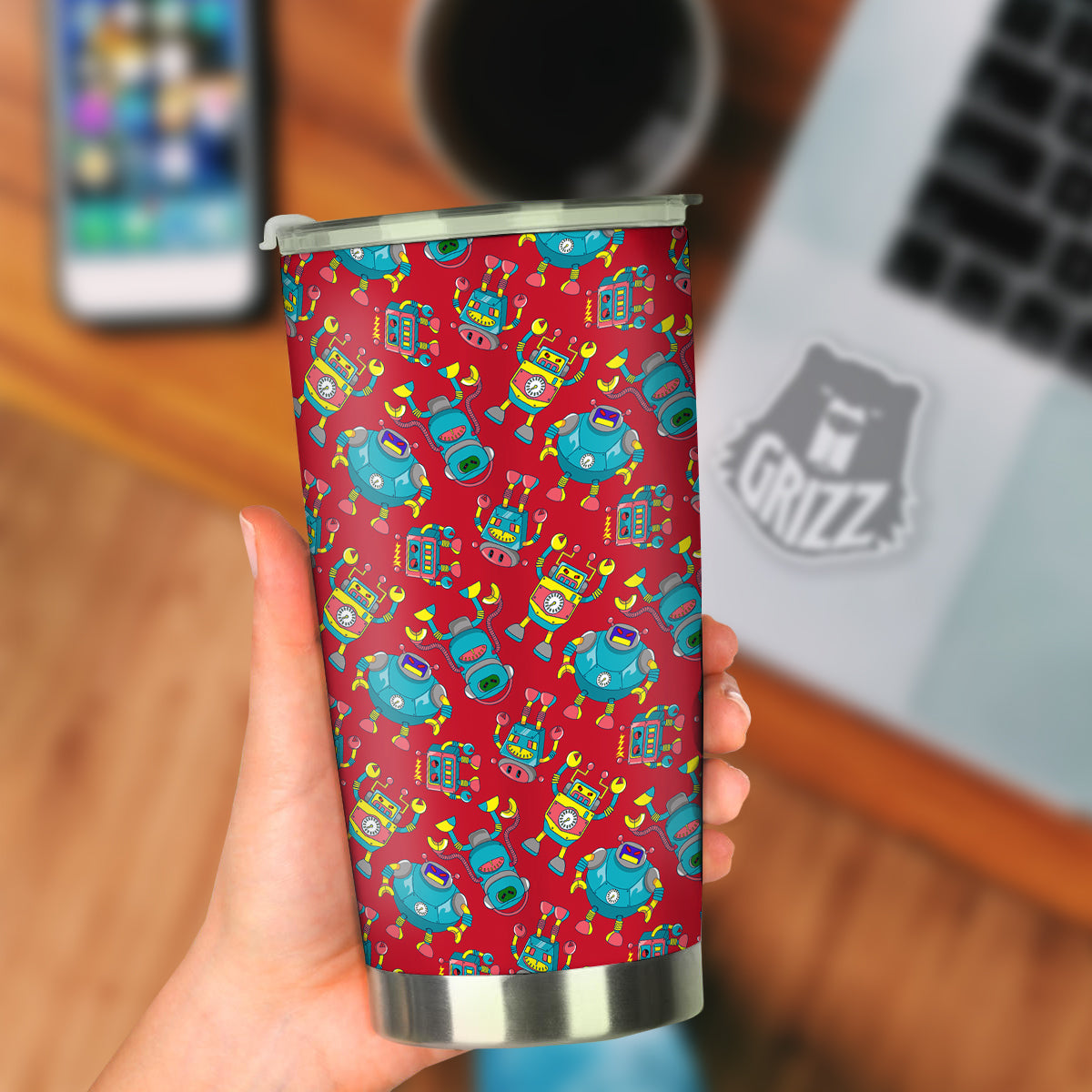 Angry Robot Print Pattern Tumbler-grizzshop