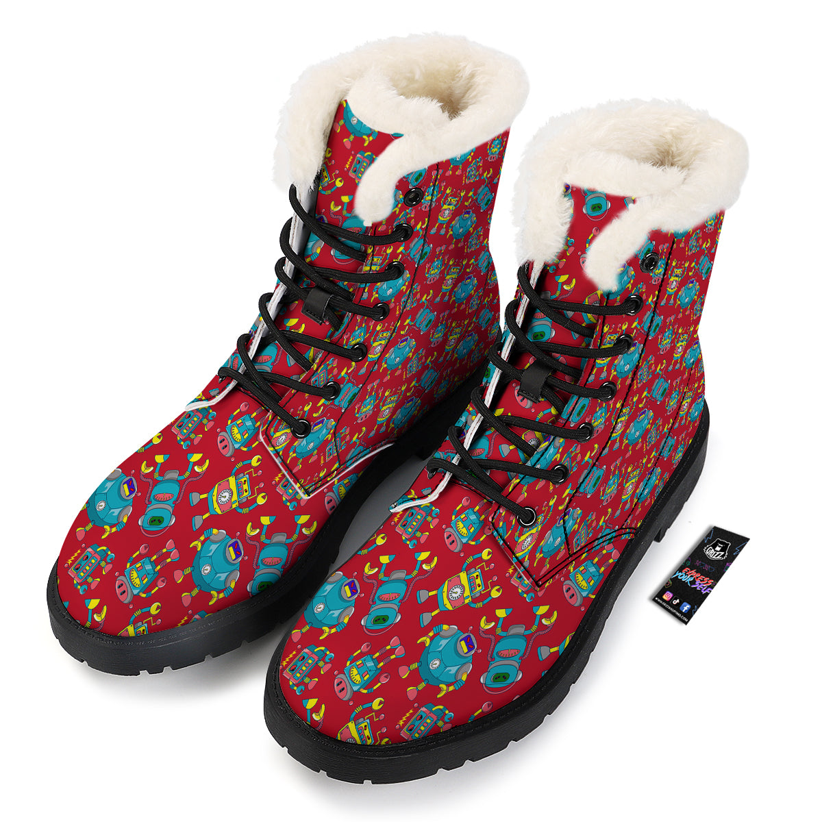 Angry Robot Print Pattern Winter Boots-grizzshop
