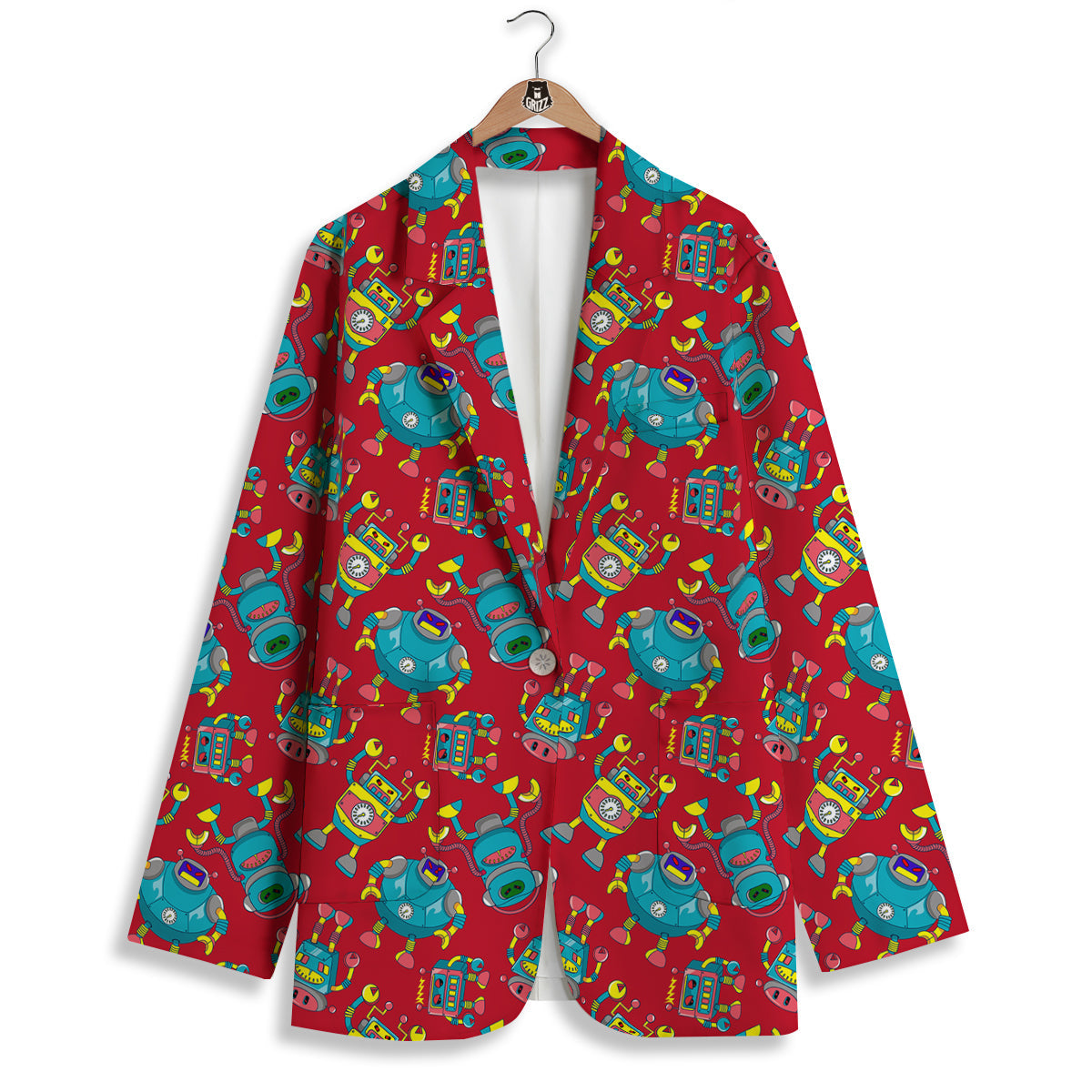Angry Robot Print Pattern Women's Blazer-grizzshop