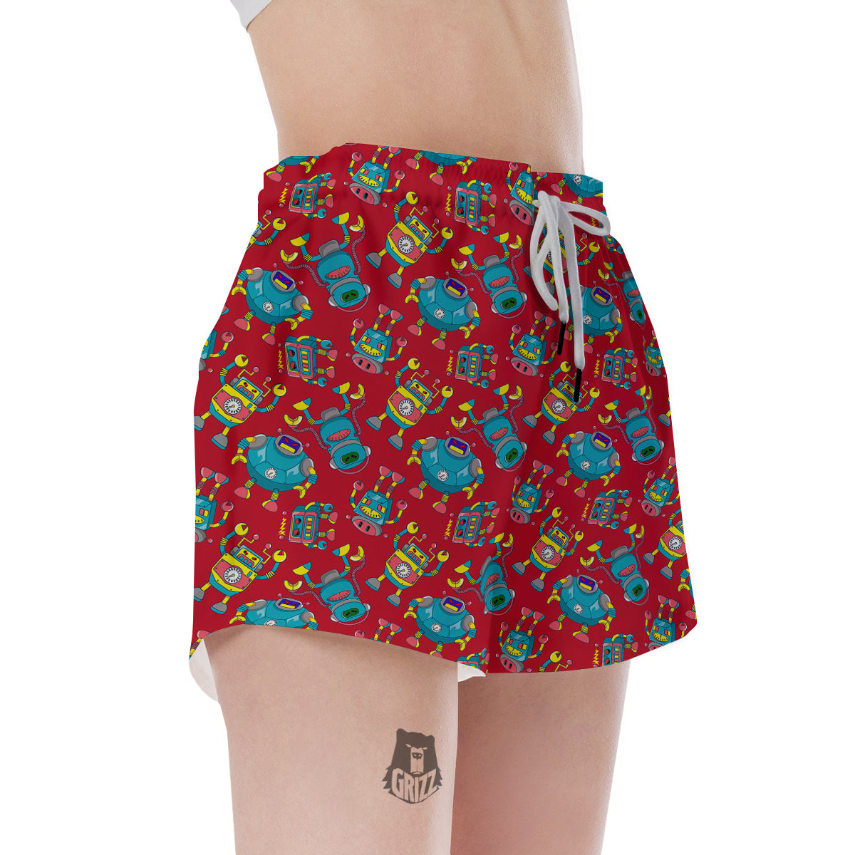 Angry Robot Print Pattern Women's Shorts-grizzshop