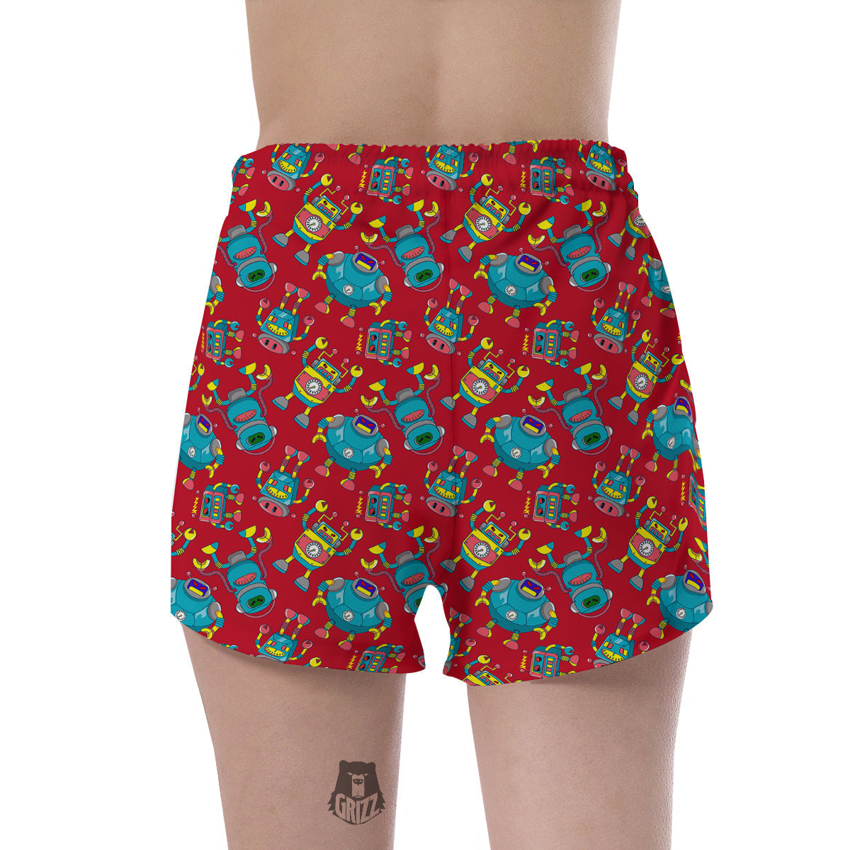 Angry Robot Print Pattern Women's Shorts-grizzshop