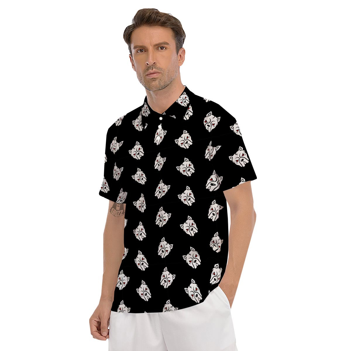 Angry Pitbull Men's Golf Shirts-grizzshop