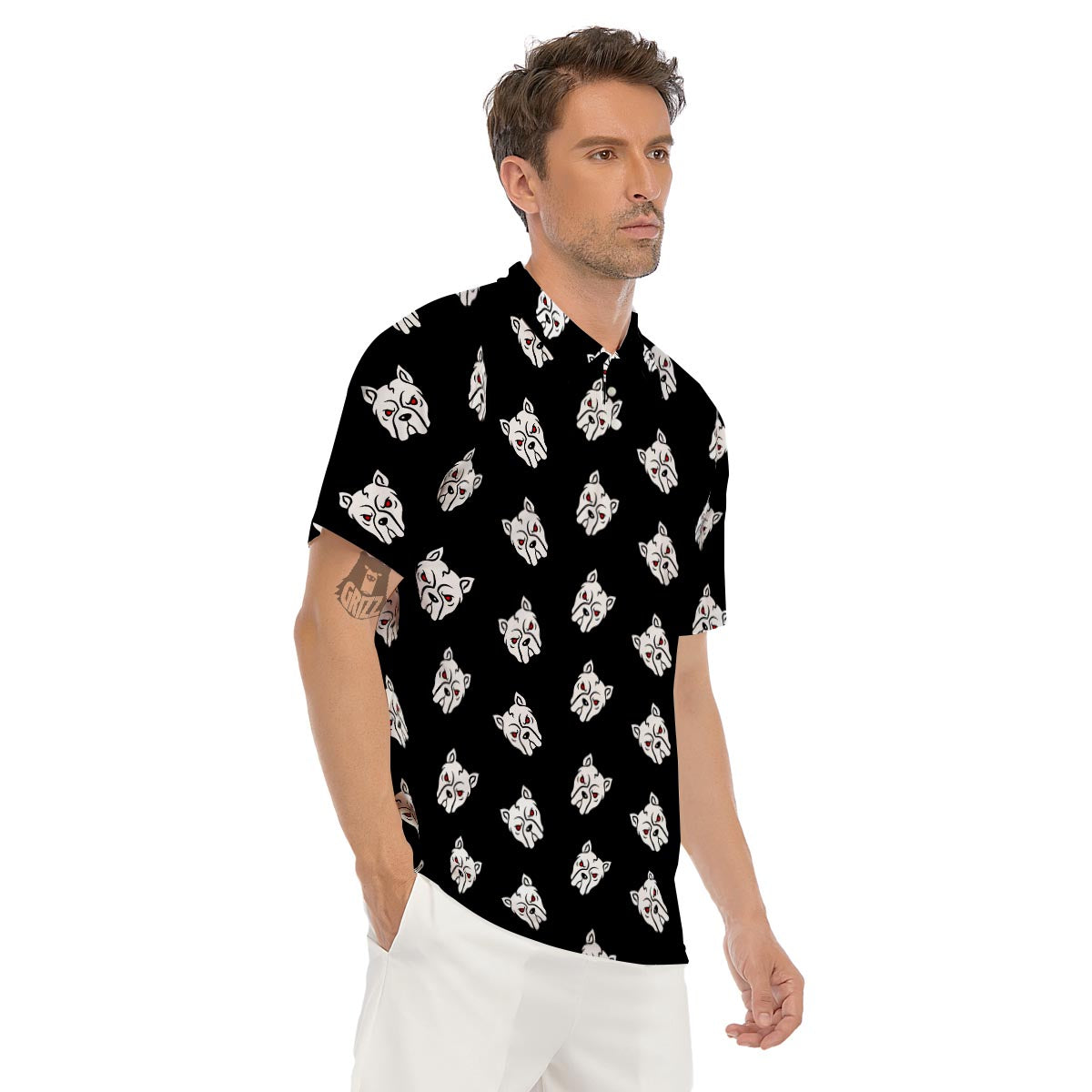 Angry Pitbull Men's Golf Shirts-grizzshop