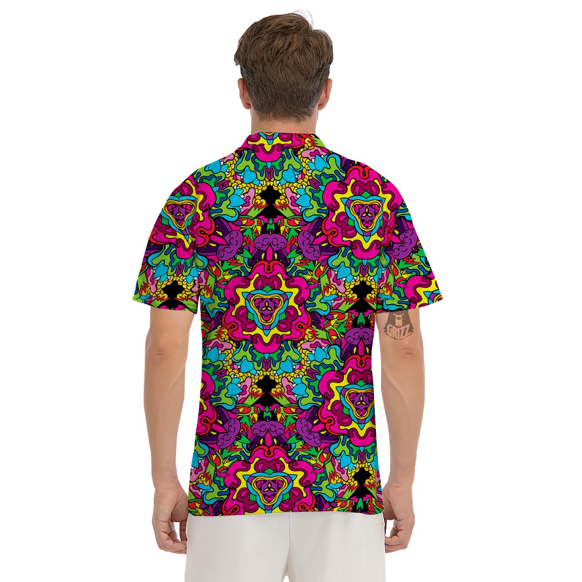 Animal Hippie Psychedelic Men's Golf Shirts-grizzshop