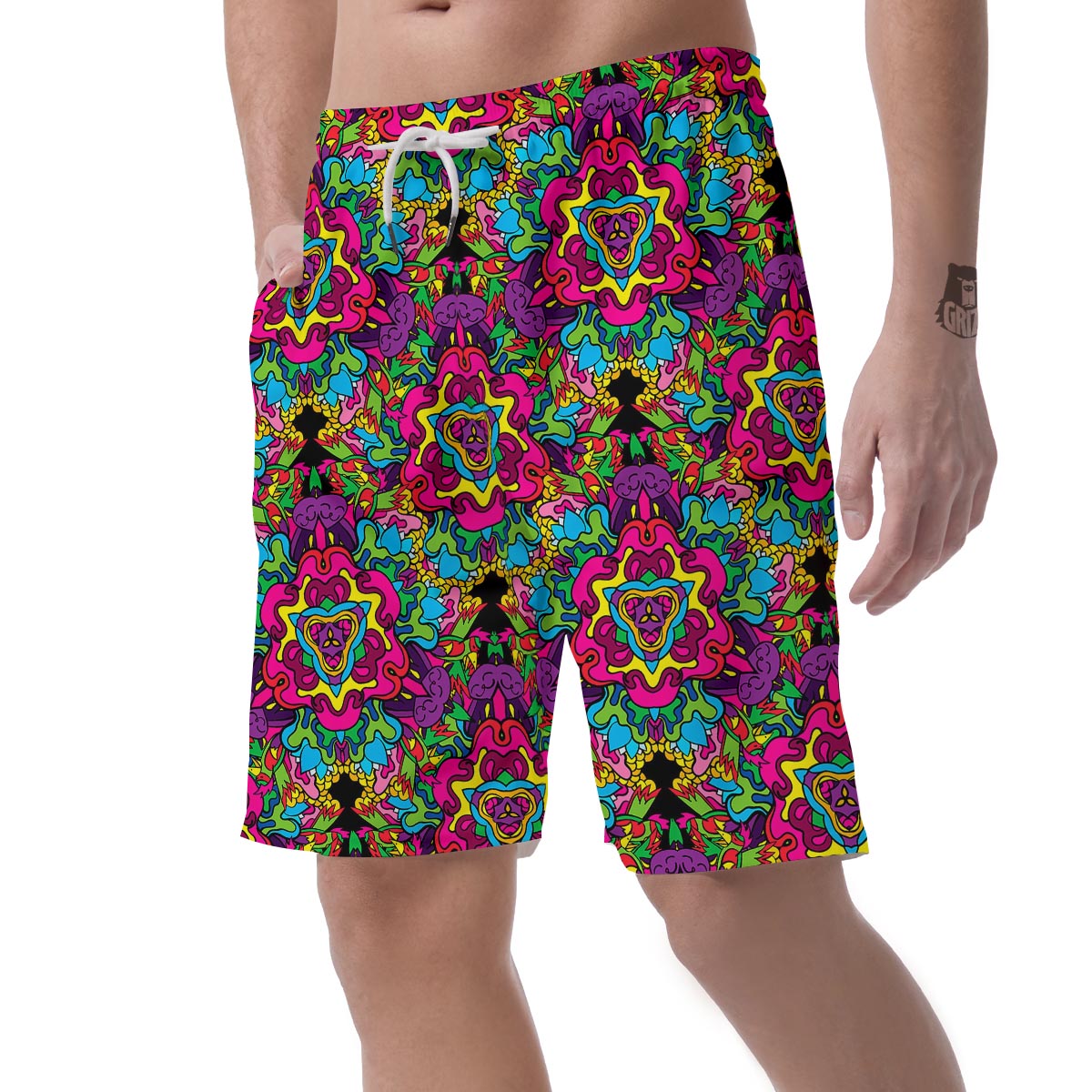 Animal Hippie Psychedelic Men's Shorts-grizzshop