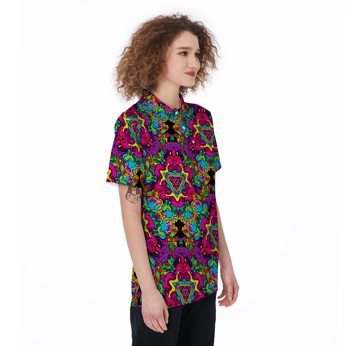 Animal Hippie Psychedelic Women's Golf Shirts-grizzshop