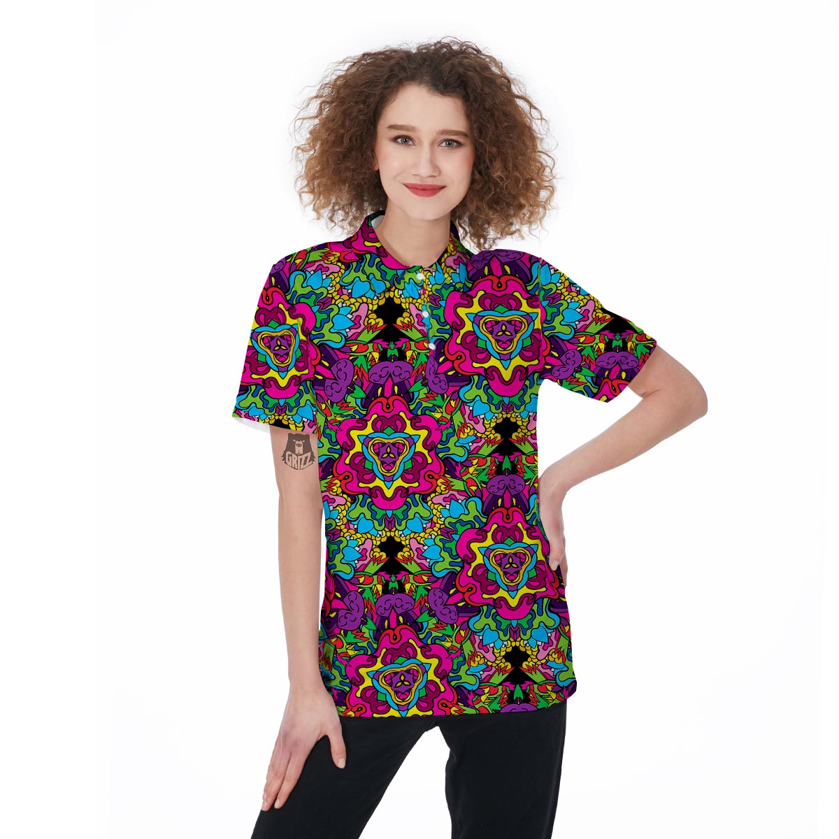 Animal Hippie Psychedelic Women's Golf Shirts-grizzshop