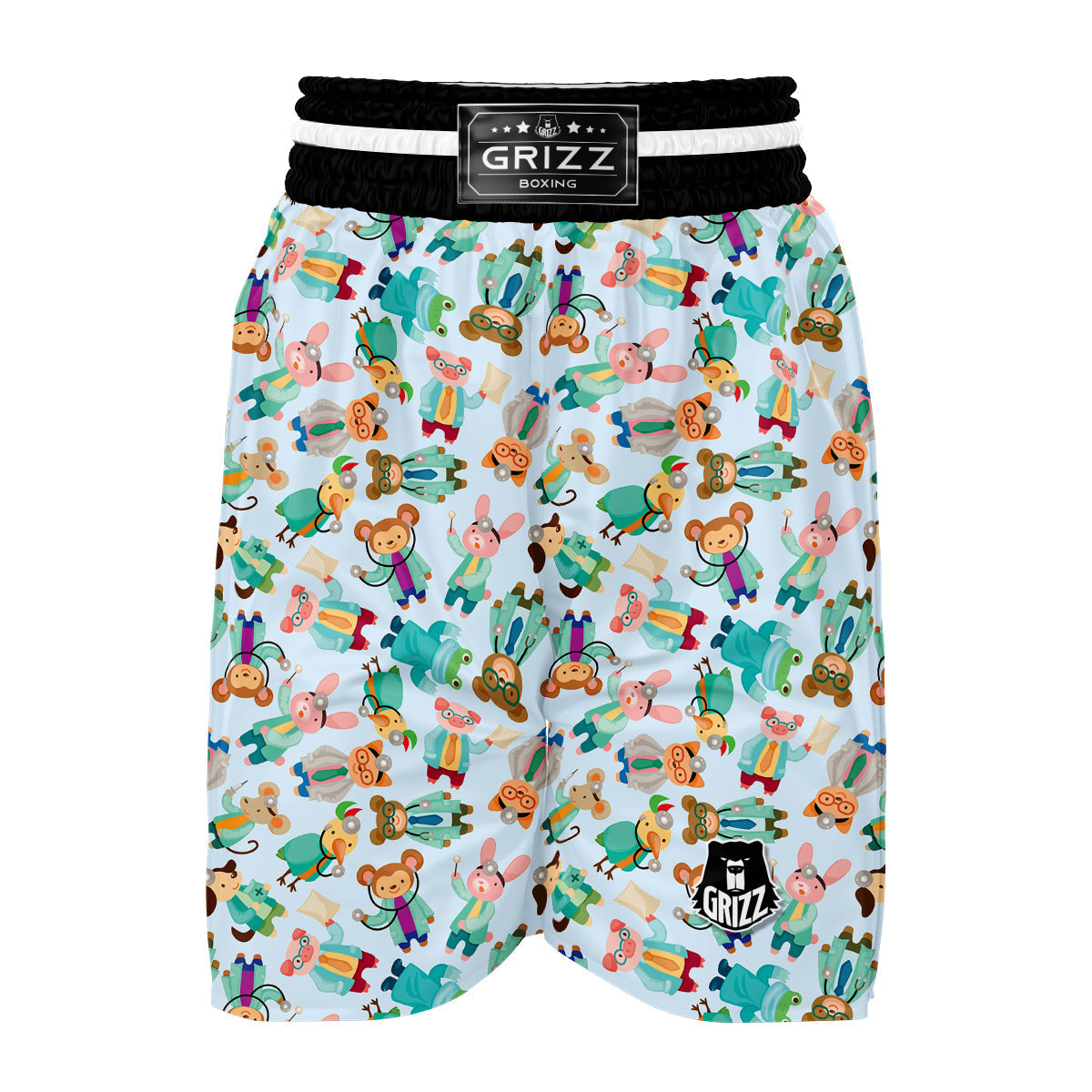 Animal Nurse Pattern Print Boxing Shorts-grizzshop