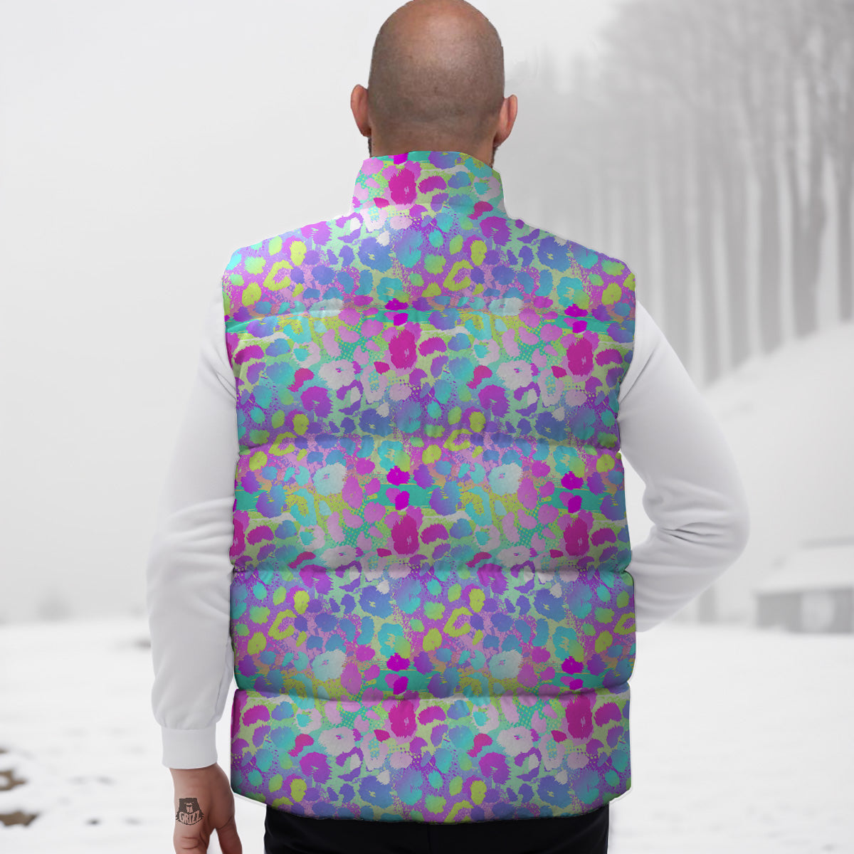 Animal Nurse Pattern Print Down Vest