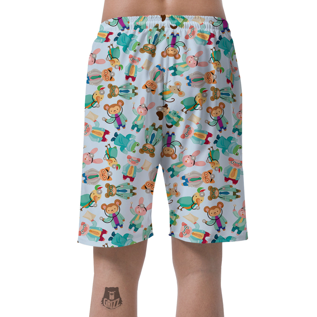 Animal Nurse Pattern Print Men's Shorts-grizzshop