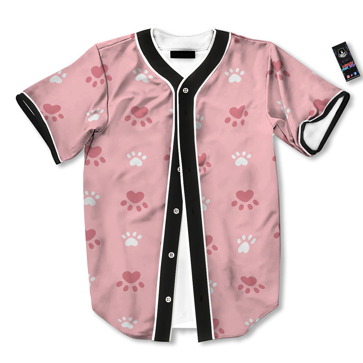 Animal Paw White And Pink Print Pattern Baseball Jersey-grizzshop