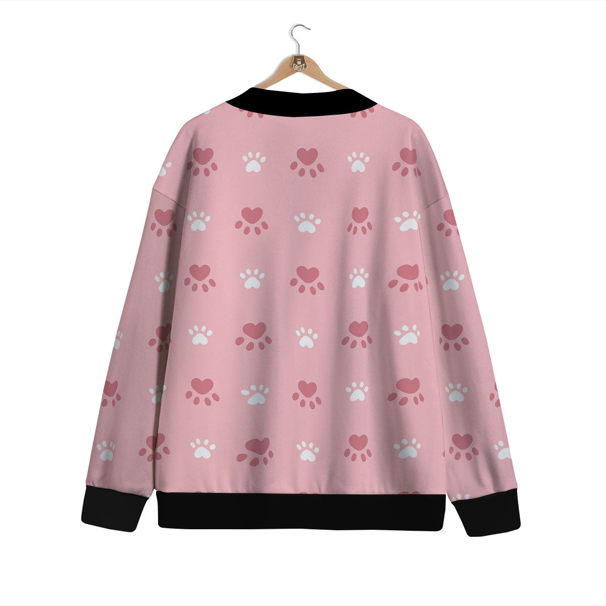 Animal Paw White And Pink Print Pattern Cardigan-grizzshop