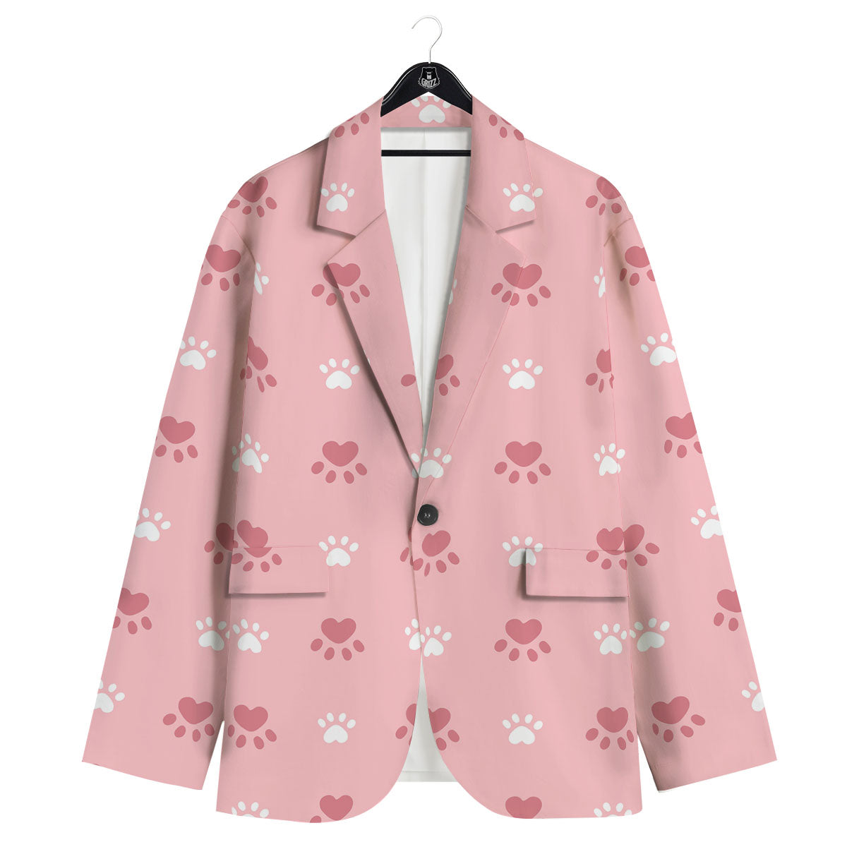 Animal Paw White And Pink Print Pattern Men's Sport Coat-grizzshop