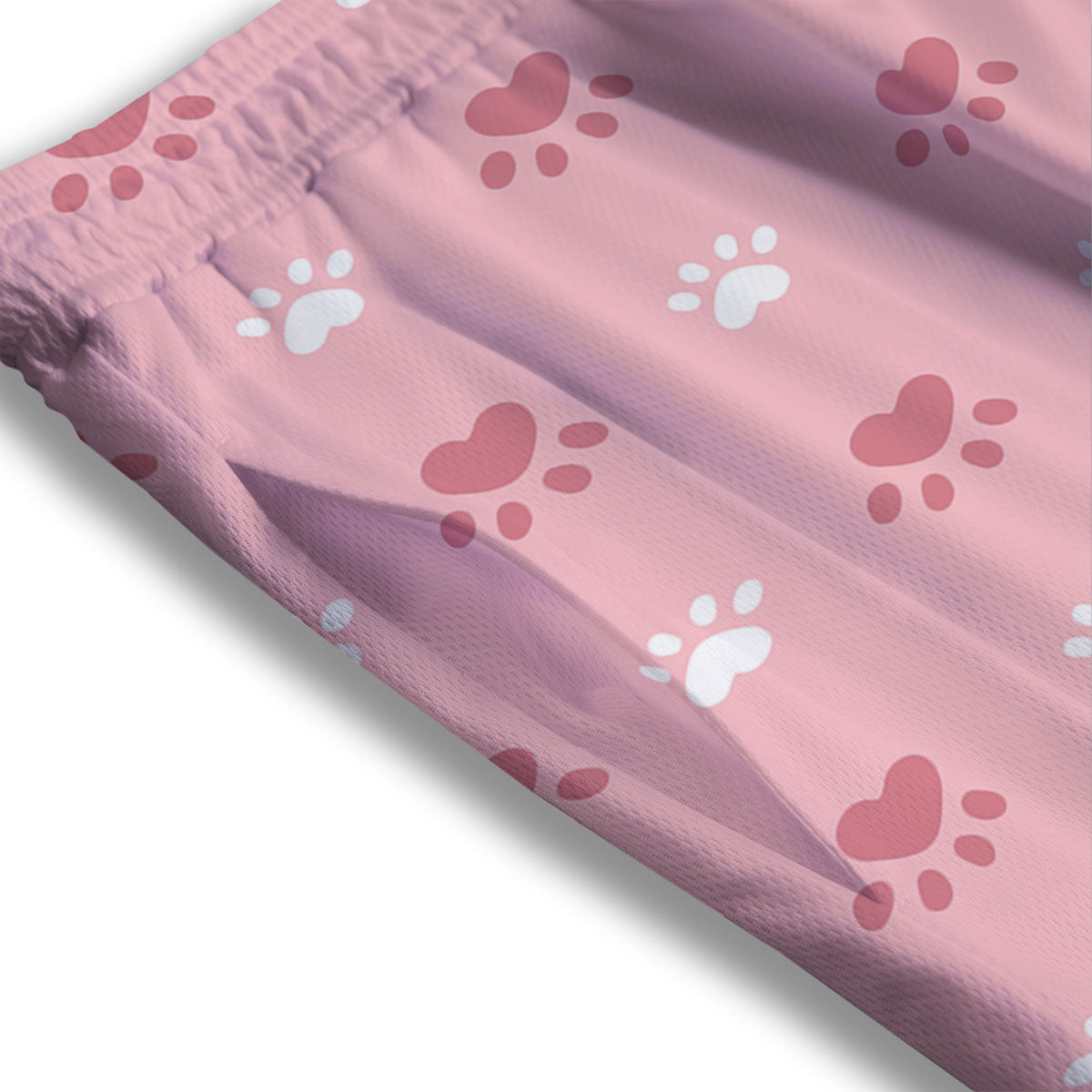 Animal Paw White And Pink Print Pattern Mesh Shorts
