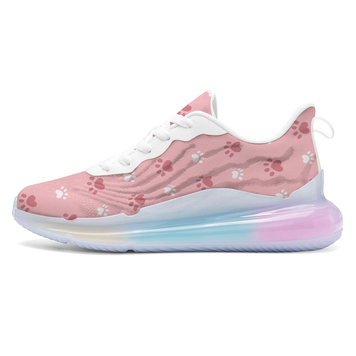 Animal Paw White And Pink Print Pattern Running Sneakers-grizzshop