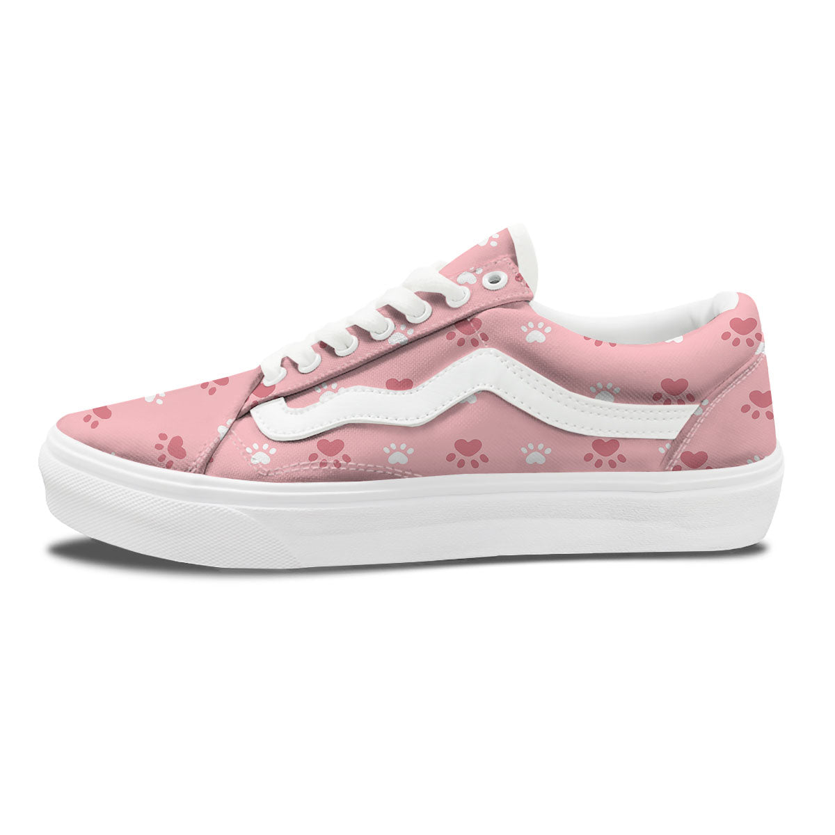 Animal Paw White And Pink Print Pattern Skate Shoes-grizzshop