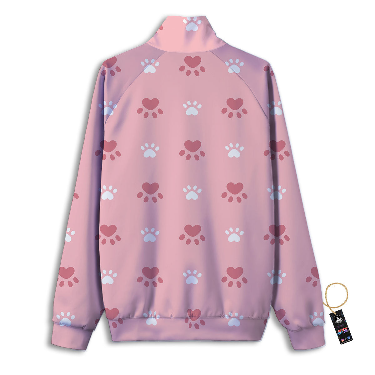 Animal Paw White And Pink Print Pattern Track Jacket-grizzshop