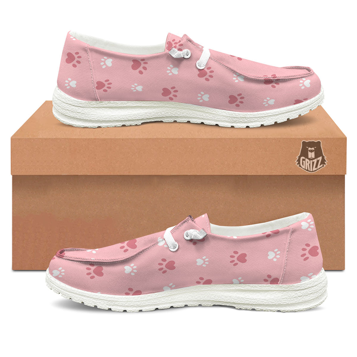 Animal Paw White And Pink Print Pattern White Loafers-grizzshop