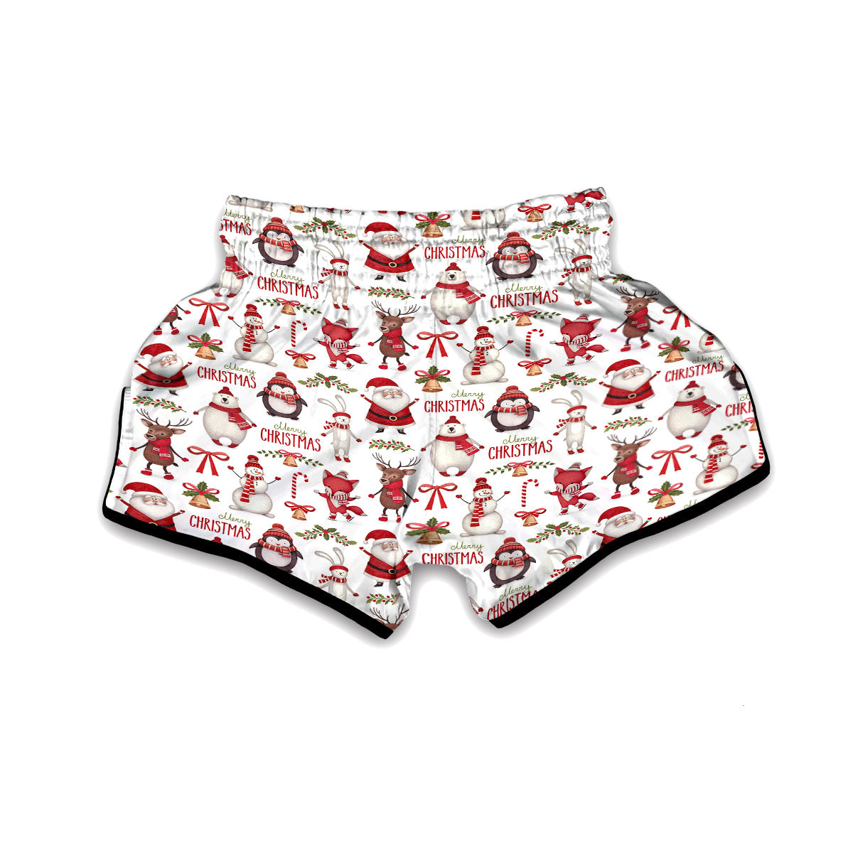 Animal Santa Christmas Muay Thai Boxing Shorts-grizzshop