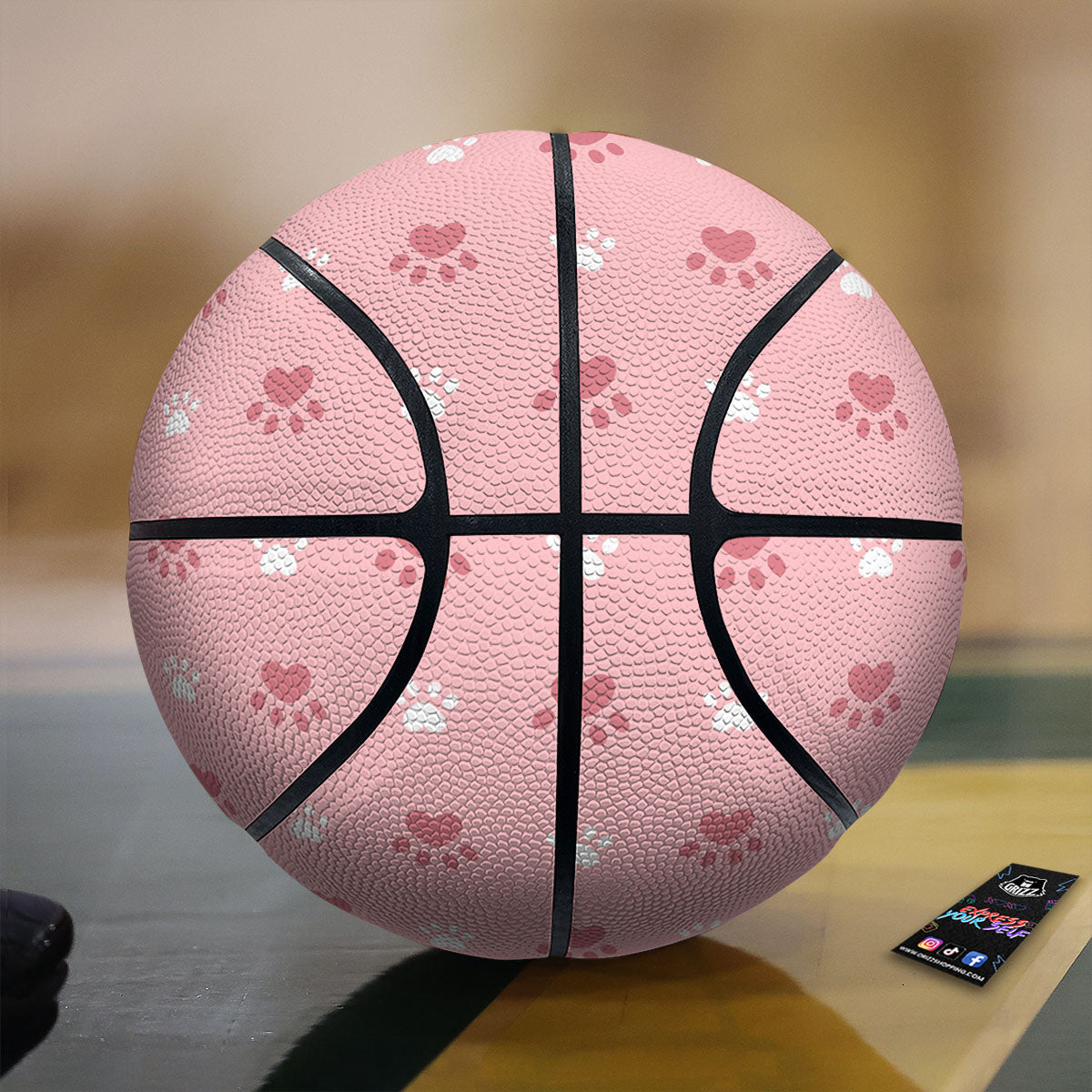 Animal Paw White And Pink Print Pattern Basketball