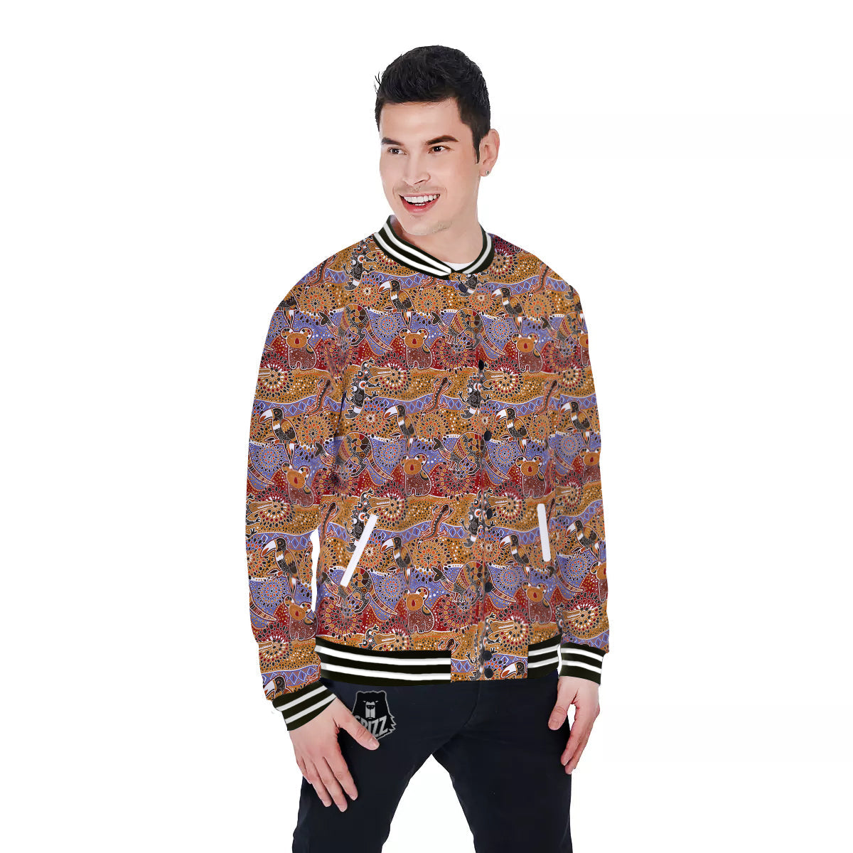 Animals Aboriginal Print Pattern Baseball Jacket-grizzshop